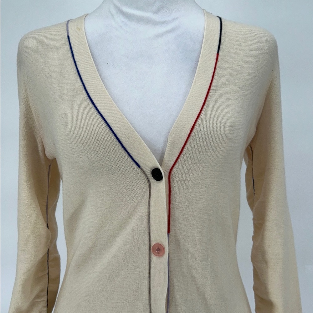 Theory Merino Wool Cardigan Gathered Sleeve Detail Size Medium - Picture 5 of 15